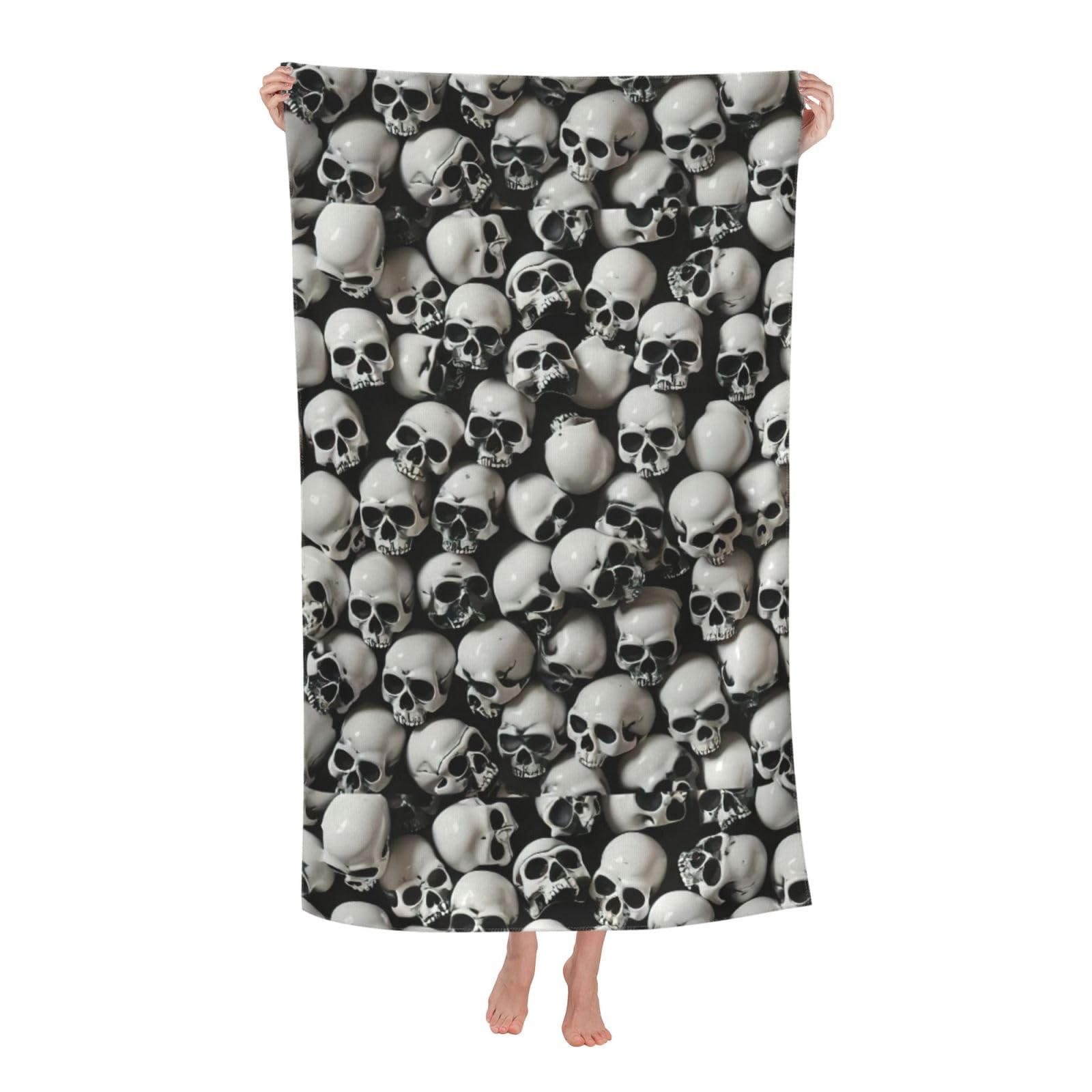 Cbaaghh Black Skull Print Adult Beach Towels,Beach & Pool Towel,Beach Towels,Towels For Camping
