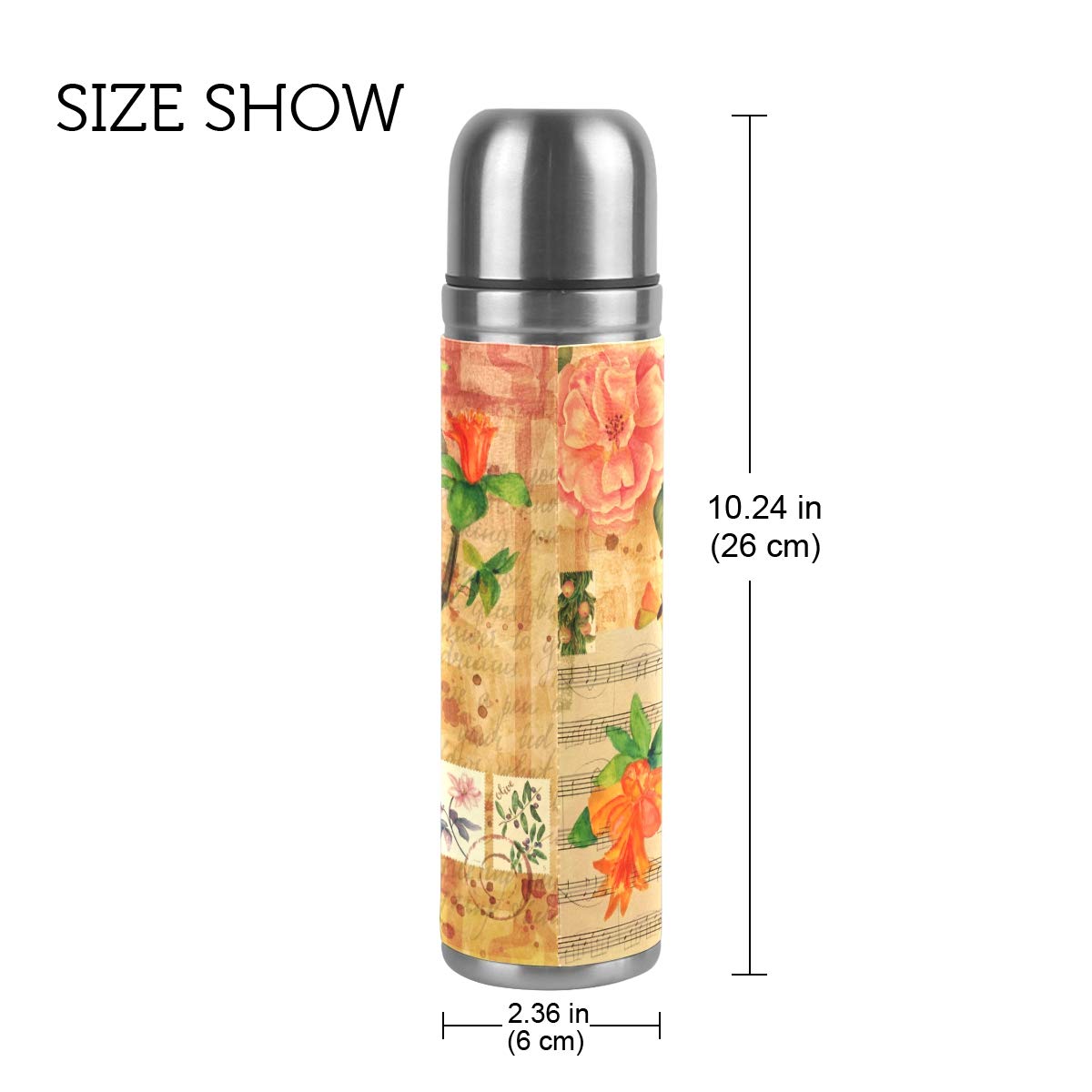 Taza de viaje de acero inoxidable con aislamiento al vacío, doble pared, a prueba de fugas, diseño de pájaros, mariposas, personalizable, con impresión personalizada de piel auténtica, 500 ml