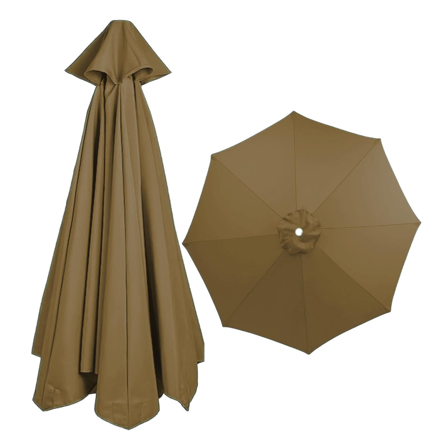 9.8ft Parasol Replacement Cloth, Umbrella Replacement Fabric Garden Parasol Replacement cover Polyester Replacement Canopy for 6 Ribs Standard, Cantilever, Offset Hanging Parasols(Color:Deep khaki,Siz