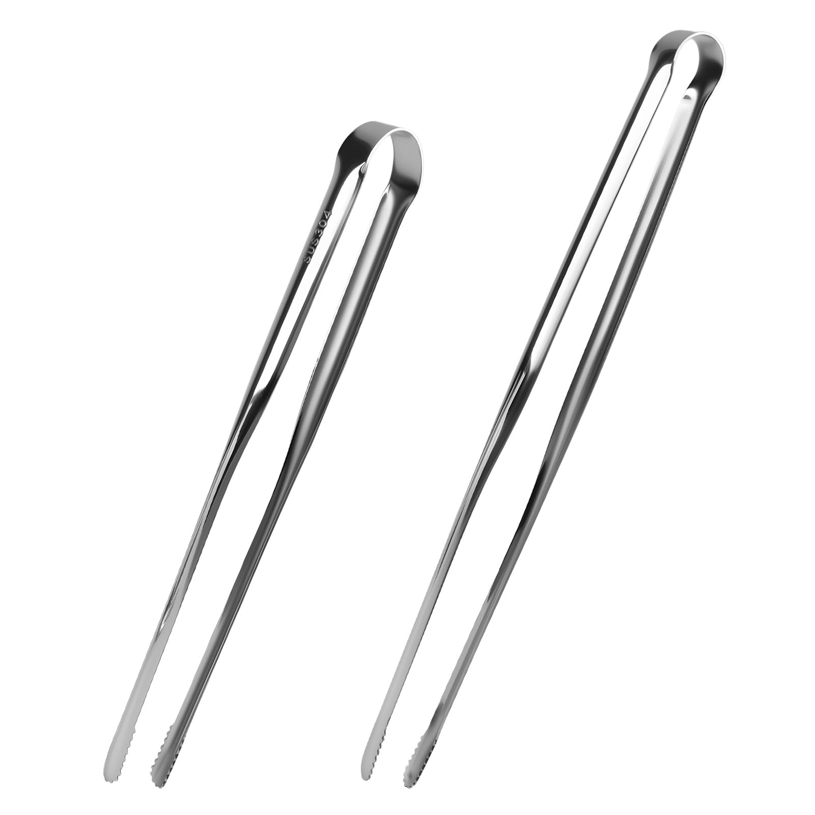Zestaw 2 szczypiec do grilla ze stali nierdzewnej – antypoślizgowe szczypce do grillowania 23,5 cm i 28,5 cm do koreańskiego grilla, sałatki, bufetu, kempingu i gotowania, odporne na wysokie