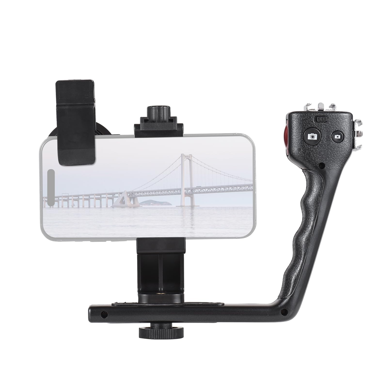 HUIOP Uchwyt na telefon komórkowy uchwyt na telefon komórkowy przenośny stabilizator platformy wideo, w tym obiektyw makro + klips na telefon + uchwyt na telefon z dwoma uchwytami gr