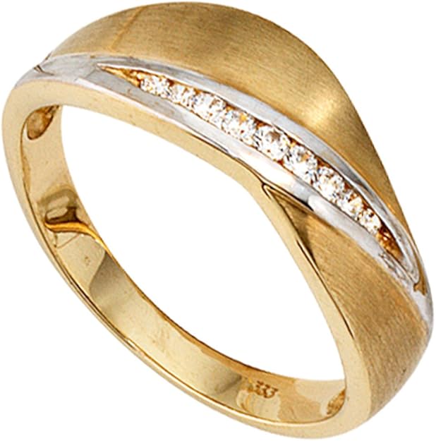 9ct Gold Ring Women's Ring with Zirconia 333 Yellow Gold Partially