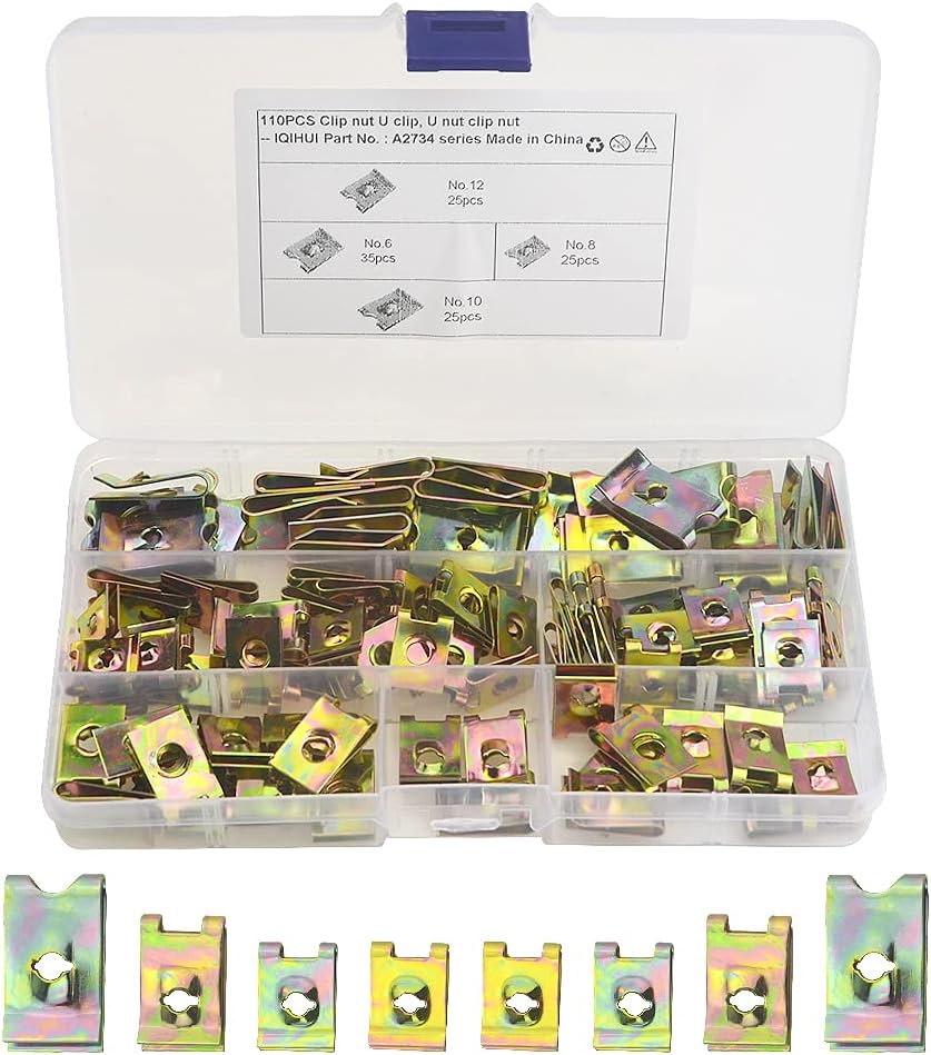 WMYCONGCONG 110 PCS Auto Car U Nut Clip Assortment Car Fastener Clips Speed Fastener Replacement for for Dash Door Panel Interior