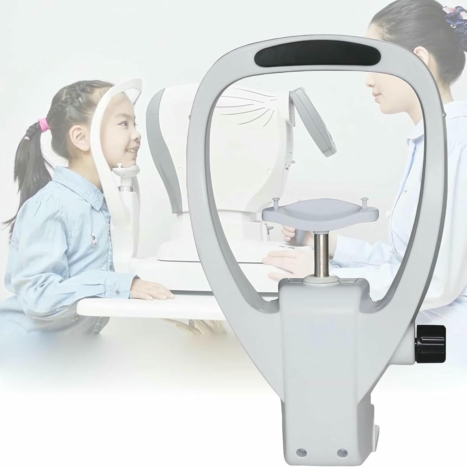 Curved Ergonomic Chin Support- Fixed Forehead,Lift Knob - Adjust The Height,Pallet Curve Design - Comfortable-