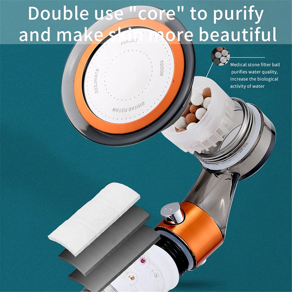 Cabezal de Ducha Turbo, Cabezal de Ducha de Alta presión para el Cuidado de la Piel, Boquilla de Filtro reemplazable, Adecuado para hoteles, hogares