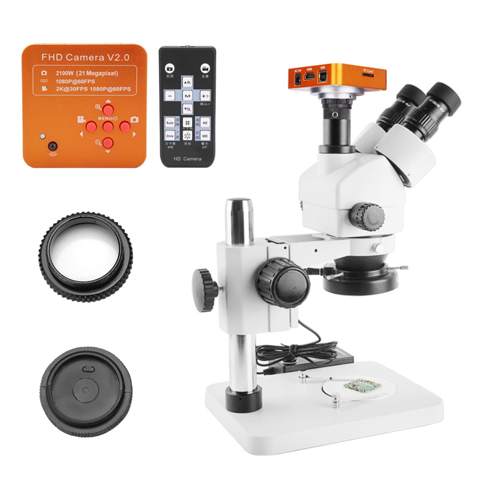 Cryfokt Kamera Mikroskopowa 21 MP z Mocowaniem Typu C, i USB – Kamera Wideo HD 2K/1080P z obsługą Kart TF i pilotem; Przeznaczona do Mikroskopów Przemysłowych, Monitorów, Pro