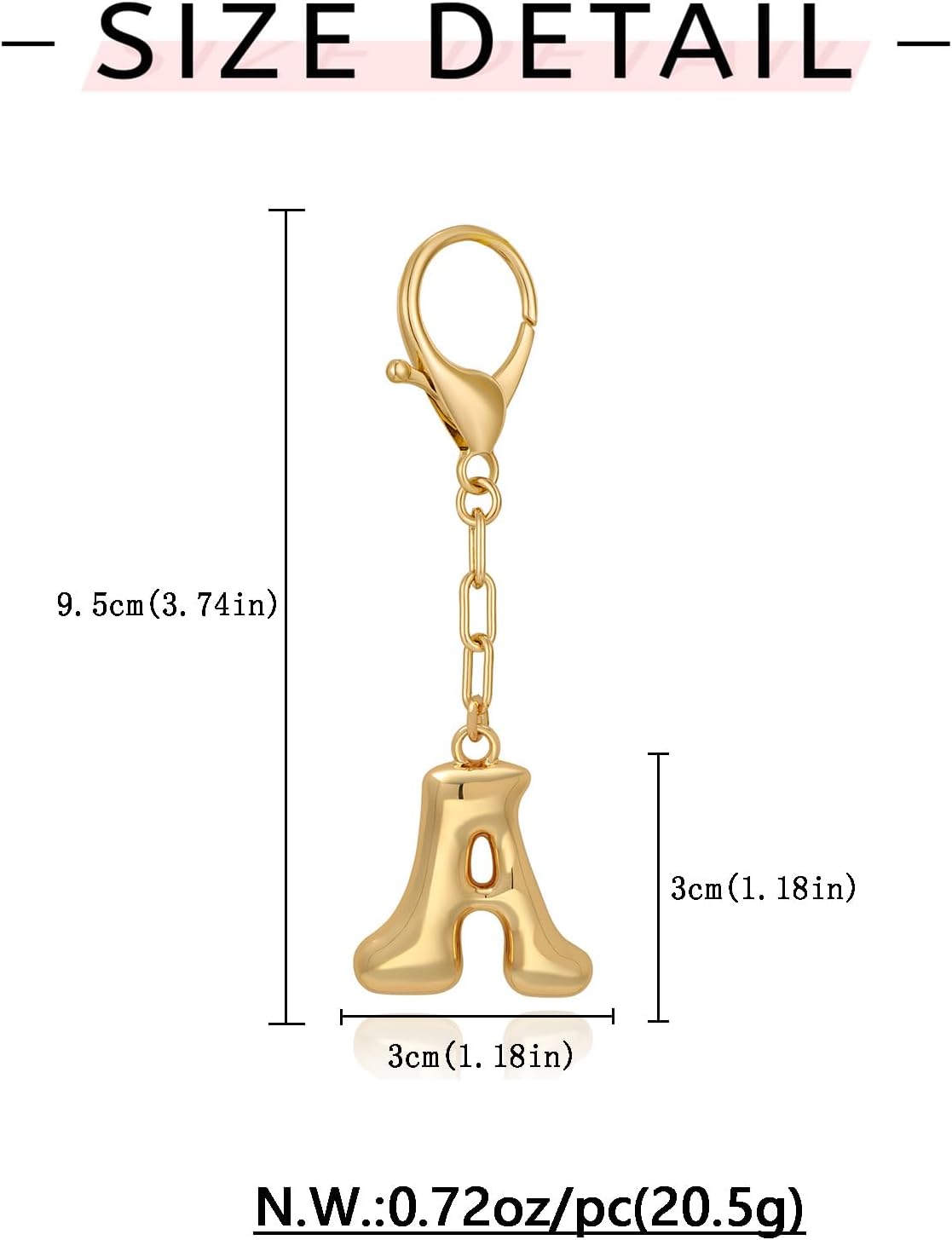 WOWORAMA Initial Letter Keychain for Women Chunky Gold Bubble Letter Bag Charm Purse Charm Personalized Keyrings Accessories - Image 6