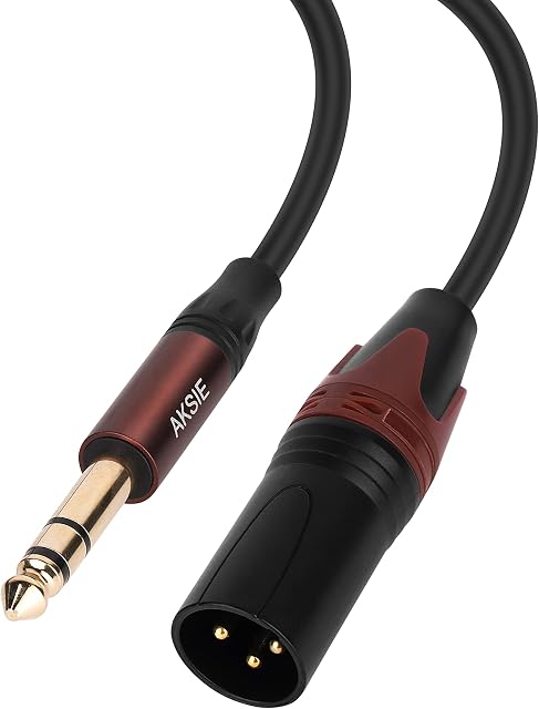 AKSIE 6.35mm Jack to XLR Cable, Quarter inch 1/4" TRS Stereo Jack to XLR Male 3-Pin Balanced Interconnect Cord Patch Lead(0.5M/1.6FT)