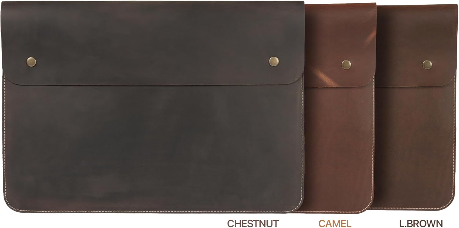 MegaGear Top Grain Leather Macbook Bag Laptop Sleeve for MacBook Pro and MacBook Air Case - 14 Inch - 13 Inch (M4, M3, M2, M2, M1, Pro & Max) - 13.3 Inch - iPad Pro 12.9 Inch - 2020 to 2024 Models - Image 4