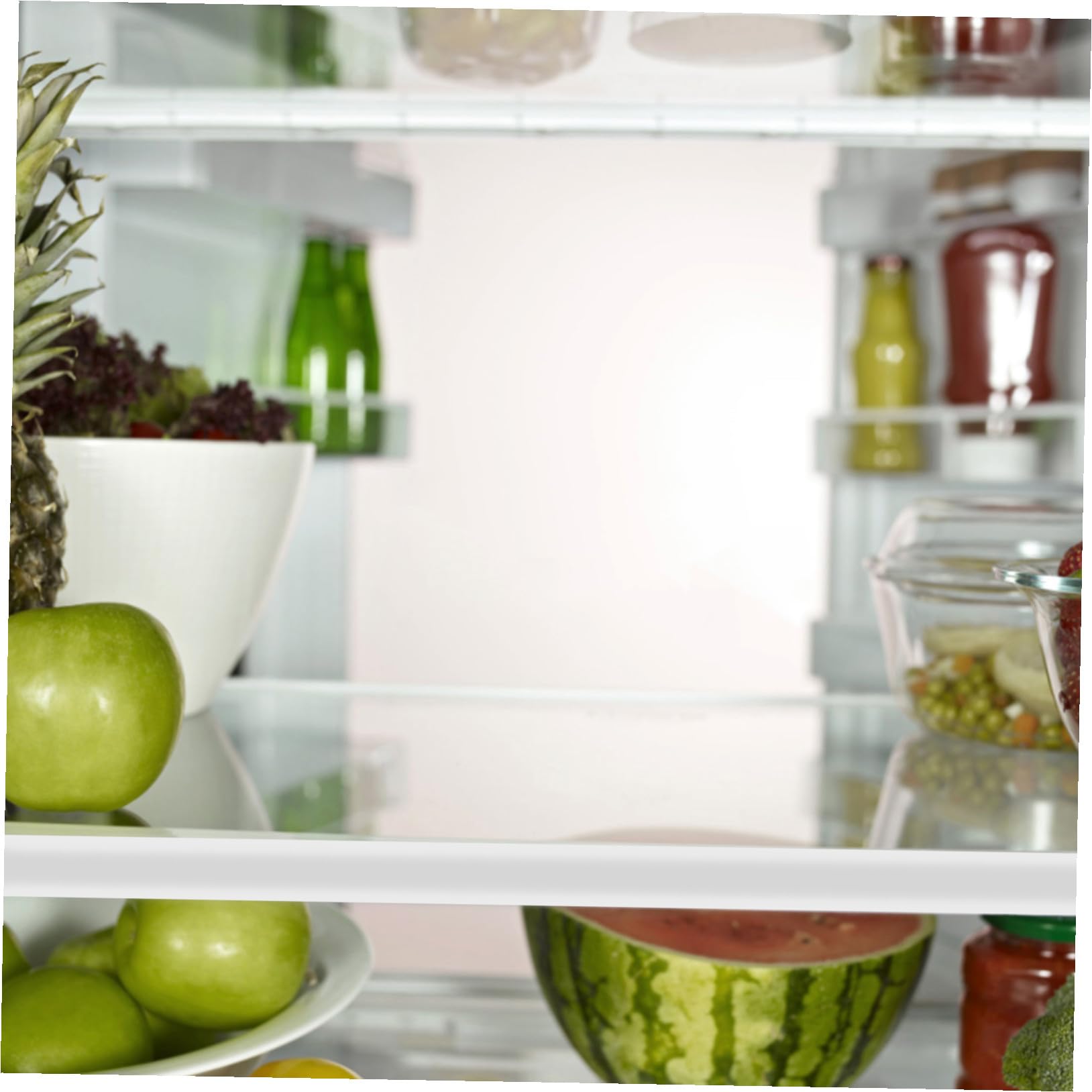 Housoutil Ripiano Frigorifero in Vetro, Ripiano in Vetro per Frigorifero, Divisorio Trasparente in Lega, per Alimenti, Organizzazione Cucina e Uso Frequente