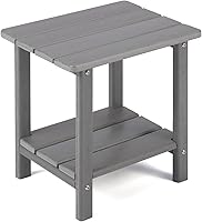 Apolimi Adirondack 2-Tier Outdoor Side Table - Weatherproof HDPE Patio End Table, 16.5" Sturdy for Pool Porch Chairs