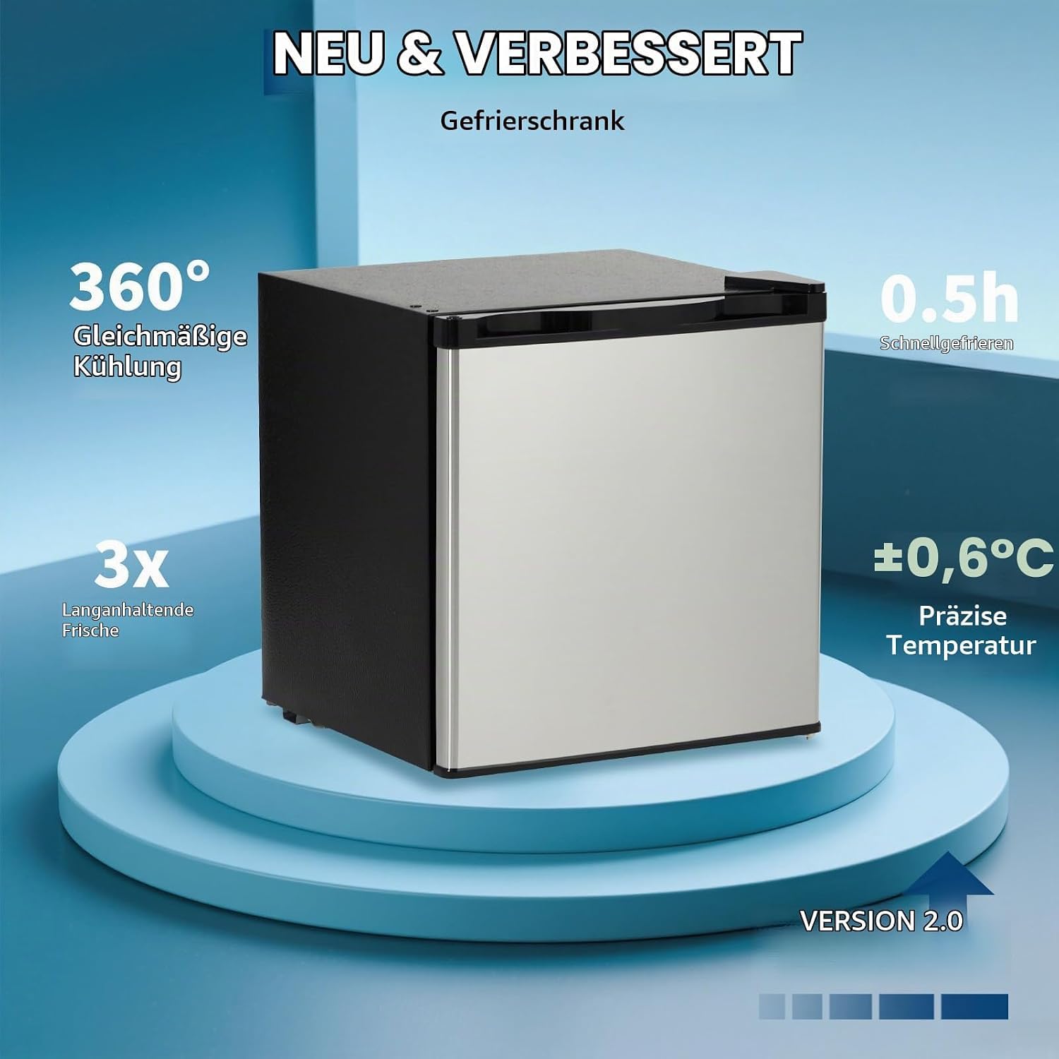 Nevera pequeña con congelador pequeño 6,3L, Mini Congelador 45L, silenciosa y compacta, temperatura regulable 0-10°C, estantes de vidrio extraíbles, eficiencia energética, Clase E