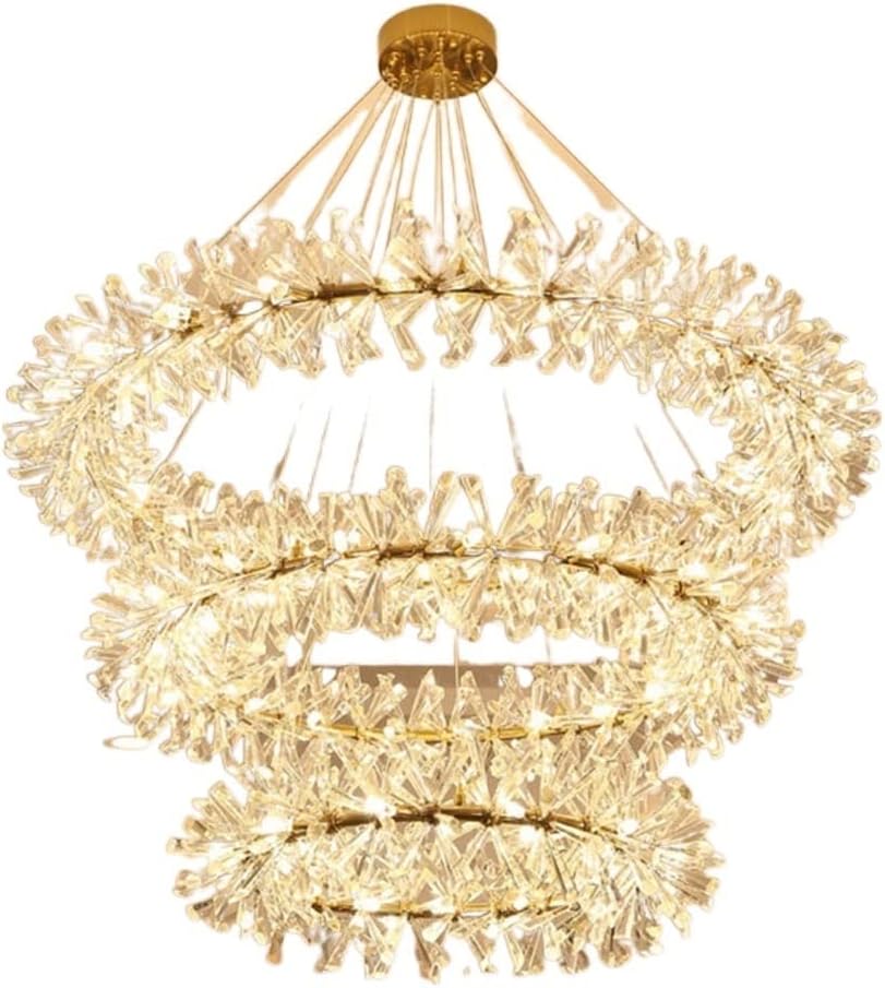 Chandelier Modern Crystal Chandelier Flower Crystal Hanging Chandelier Firefly Crystal Chandelier, Suitable for Living Room Dining Room Bedroom Decoration L/Cold White/D100Cm 80Cm 60Cm