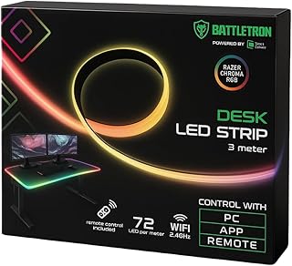 Bande LED RGB Gaming 3M - Éclairage Bureau Immersif PC & Moniteur - Compatible Razer Chroma, WiFi, App & Télécommande - 72 LED/M Multicolore