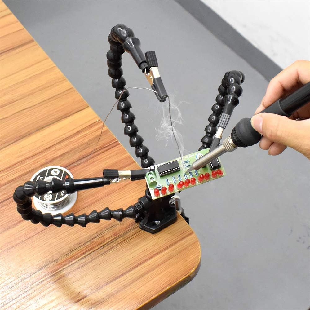 Helping Hands Soldering, Third Hand Soldering Tool PCB Holder Flexible Arms Helping Hands Crafts Jewelry Hobby Workshop Helping Station (Y3)