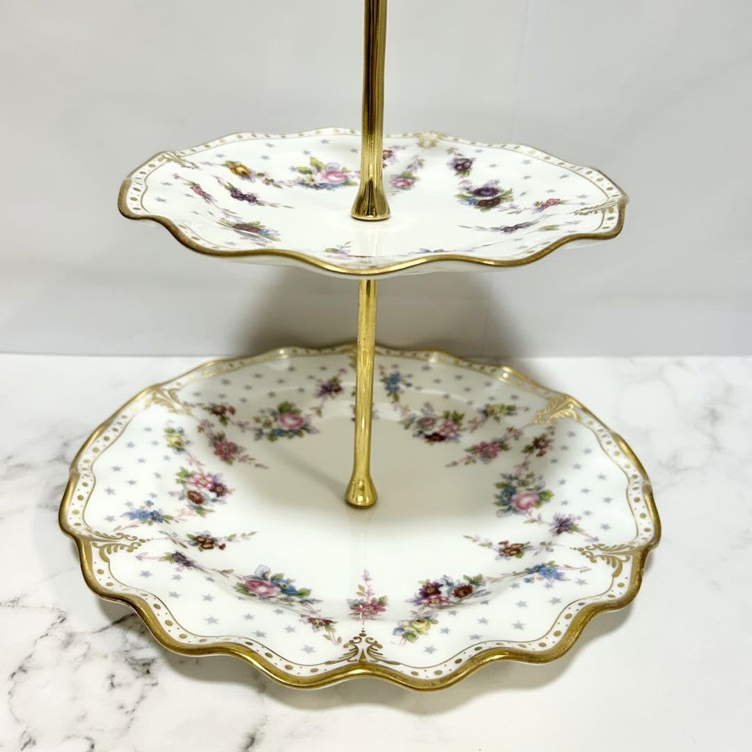 ロイヤルクラウンダービー　ケーキスタンド２段　美品 ロイヤルクラウンダービー ロイヤルアントワネット ケーキ
