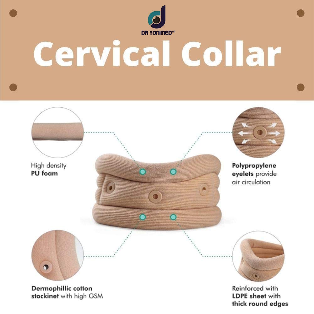 Dr Yonimed Cervical Collar, Soft, Beige Color, Medium Size (Pack of 1) For Neck Support 3