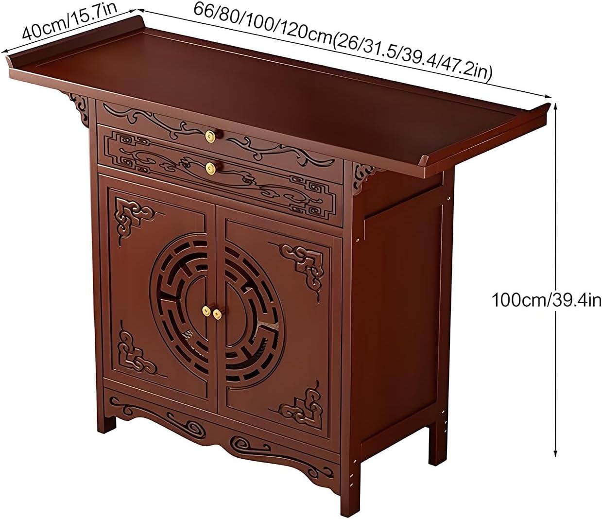Meditation Alter Table, Bamboo Altar Shelf for Spiritual, Altars Storage Cabinet, Shrine Pedestal Offering Table(Black,47x16x40in)