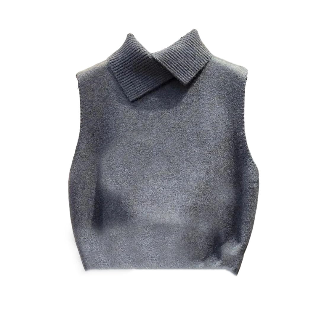 Womens Sleeveless High Neck Knitted Sweater Vest Pullover Waistcoat