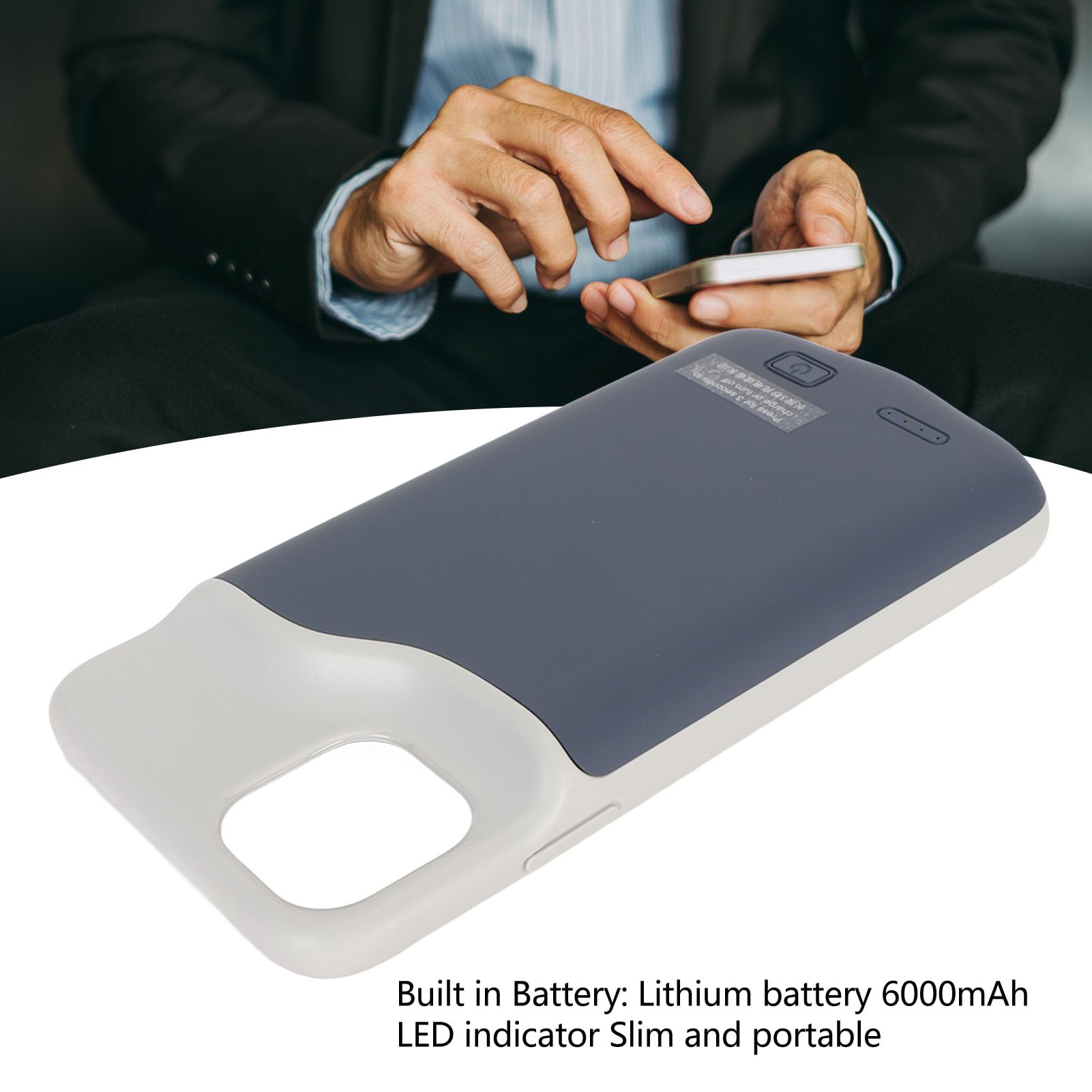 Custodia Batteria per Telefono IOS 11 Pro , Custodia di Ricarica Sottile da 6000mAh Batteria per Telefono IOS 11, Cover Protettiva di Ricarica Estesa da 6,5 ​​Pollici (Blu)