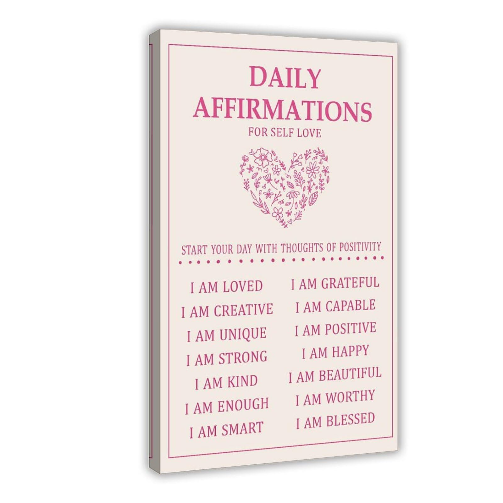 LNYLSJ Poster artistico con affermazione quotidiana, salute mentale, promemoria | Tela per soggiorno, camera da letto, casa, ufficio, stampa regalo, stile cornice, 50,8 cm di lunghezza x 76,2 cm di larghezza