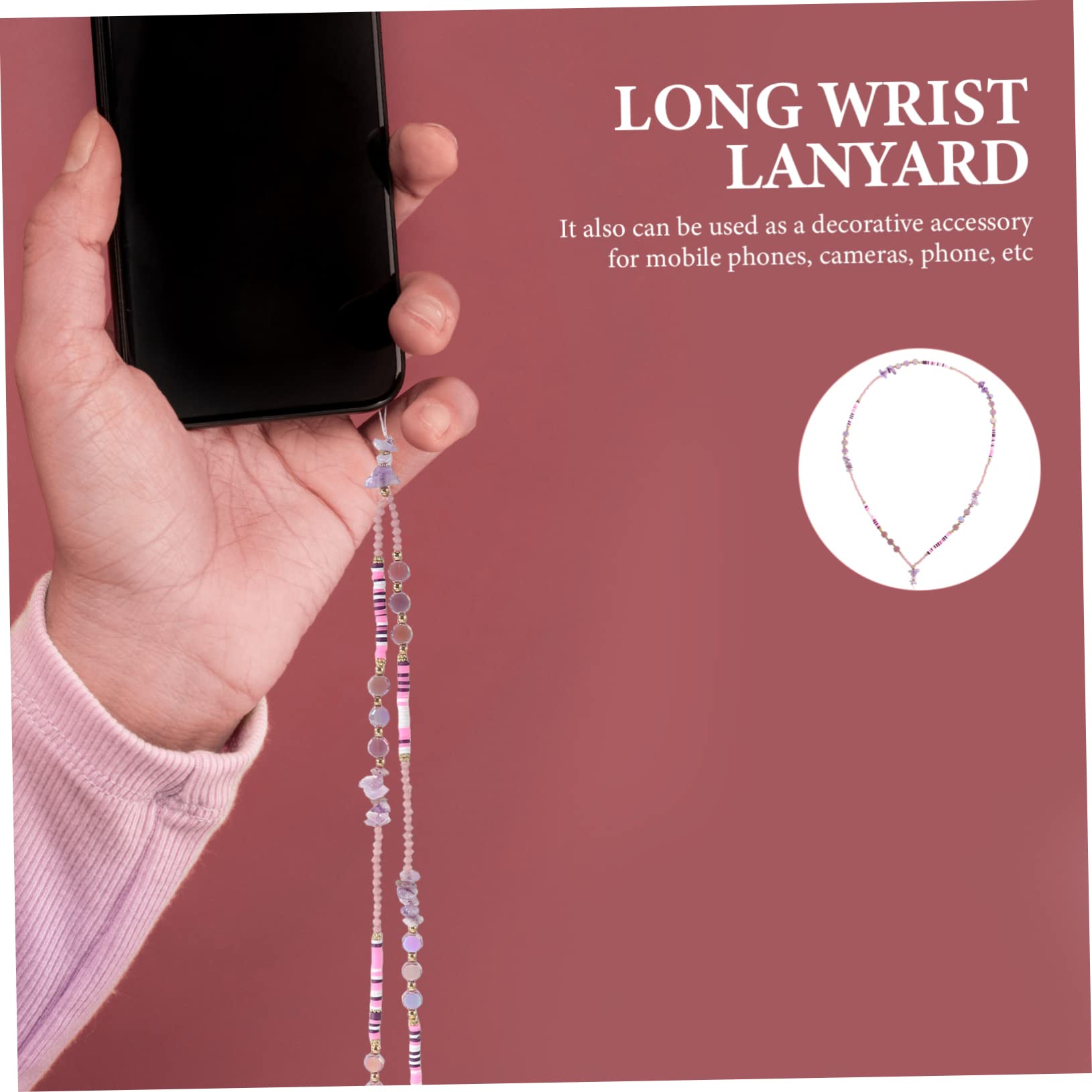 HOMSFOU Perlen Telefonkette Handschlaufe Für Schlüssel Smartphone Kamera-aufhängeband Damen Armband Armbänder Perlen Handy-hängeband Schlüsselarmband Schlüsselband Plastik Violett