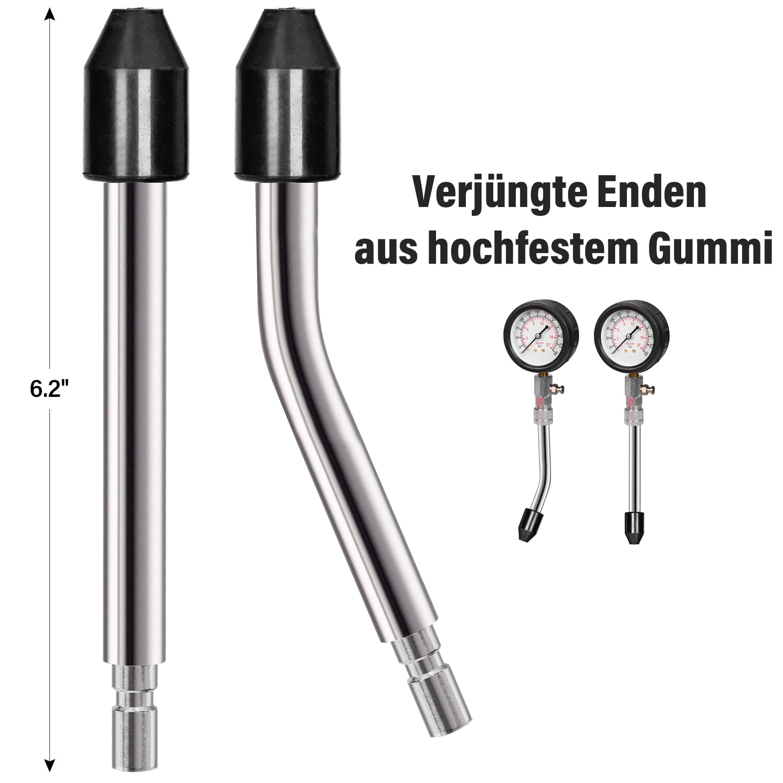 Tester di Compressione, Manometri Compressione per Motori Benzina 0-20 Bar o 0-300 PSI con 4 Adattatori M10 M12 M14 M18 per Auto e Moto (Blu)