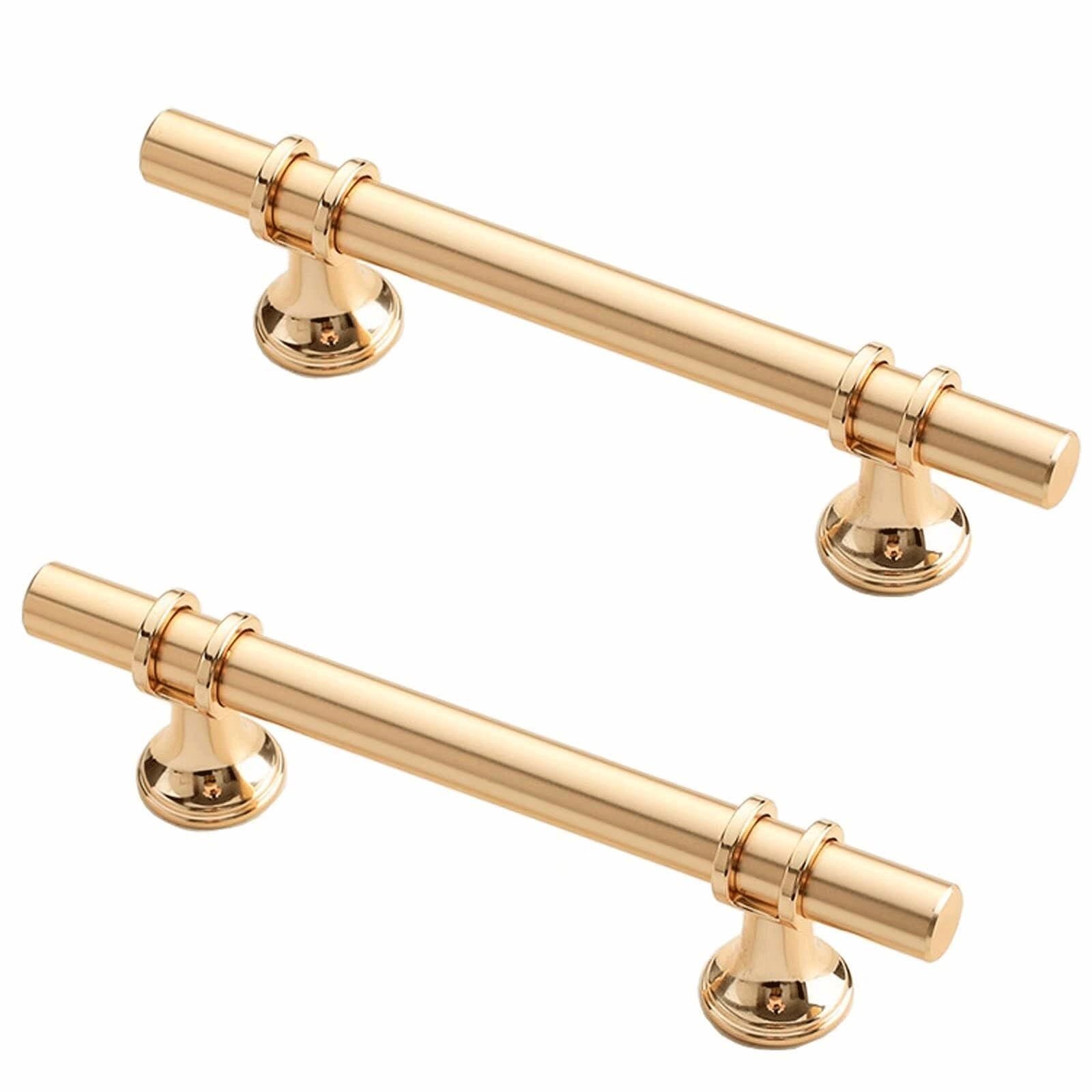 Lcanallyms Gold Kitchen Cabinet Handles, 2Pcs Kitchen Cabinet Pulls, Zinc Alloy Drawer Handles Modern Furniture Hardware Knobs Door For Closet Cupboard Wardrobe(,96 Mm)