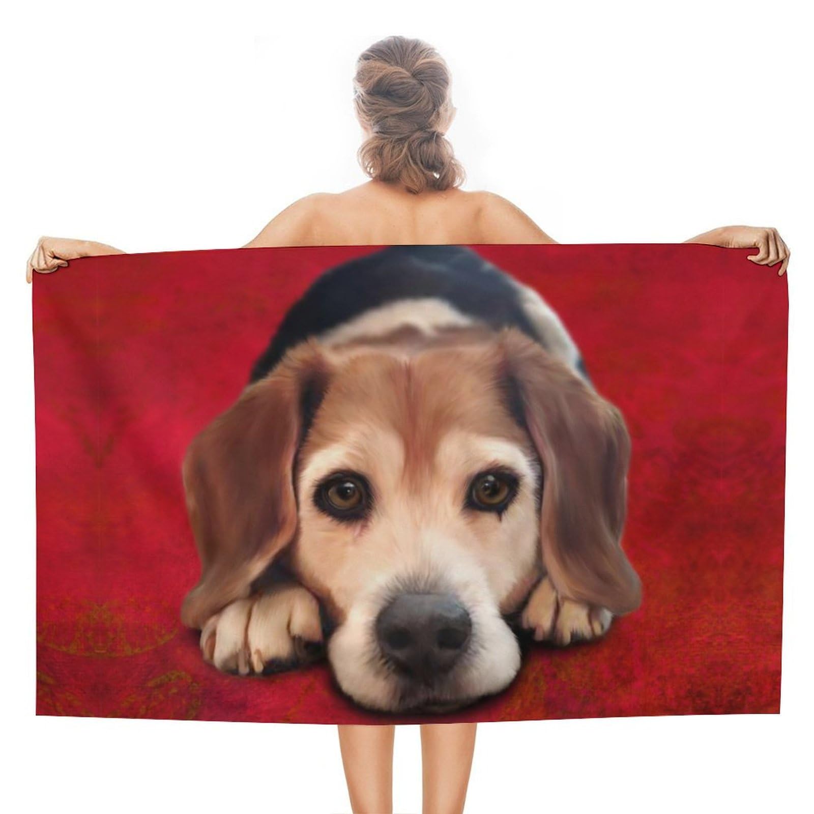 LWORZIIB Beach Towel, Beagle Dog Bath Towel, Absorbent Towel for Swimming, Sports, Travel