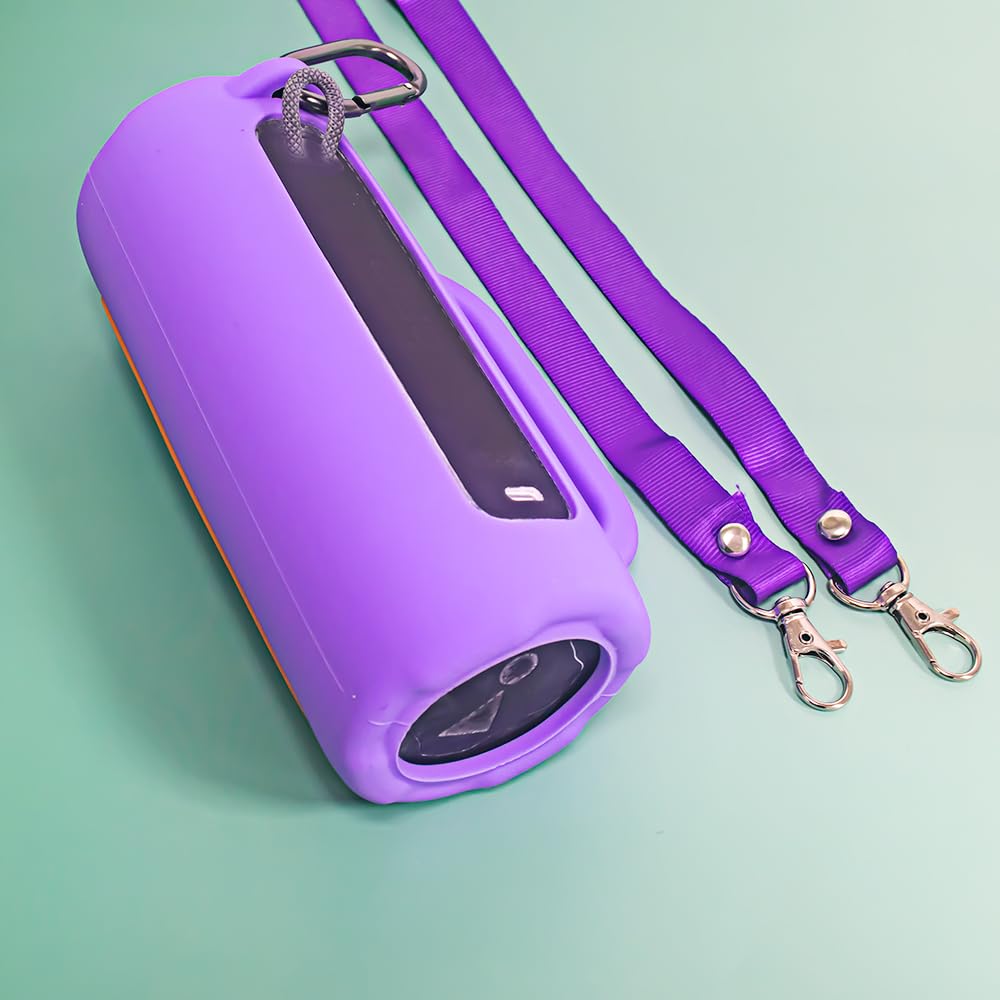 Schutzhülle für JBL Grip Lautsprecher, Silikon, stoßfest, mit Umhängeband, tragbar, staubdicht, für Bluetooth-Lautsprecher-Zubehör, in leuchtenden Farben (Violett)