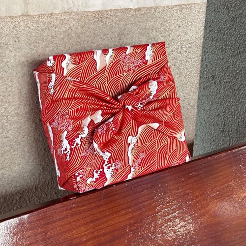 THAYLA Tela de Envoltura de Regalo Reutilizable de Estilo Japonés, 50-90 cm, Tela de Algodón Negra con Estampado Colorido, Hoja de Regalo para Paquetes Artesanales y Sostenibles