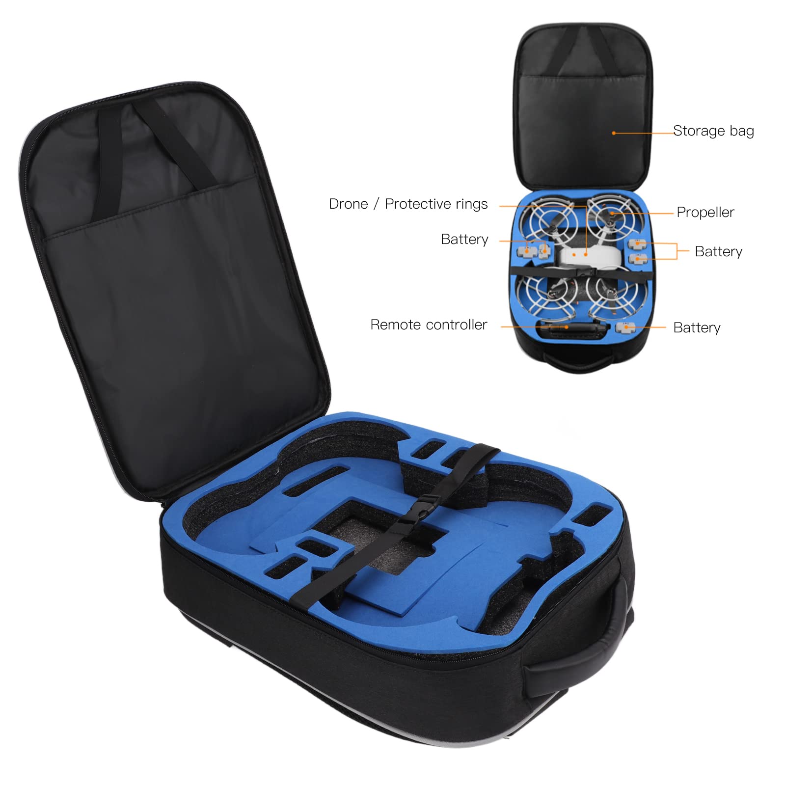 Borsa a Tracolla Mini Drone Propeller con Cinghie con Fibbia per Riporre e Trasportare in Modo Sicuro gli Oggetti Essenziali per i Droni (BLUE)