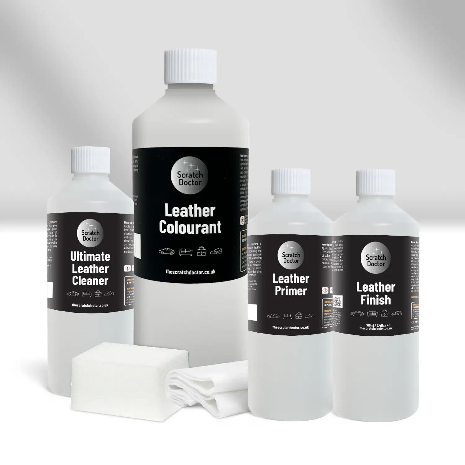 The Scratch Doctor Leather Recolouring Kit for Furniture & Car Seats | Clean, Dye & Protect | Includes Cleaner, Primer, Dye & Sealant (Dark Grey, 1000ml) — view 34