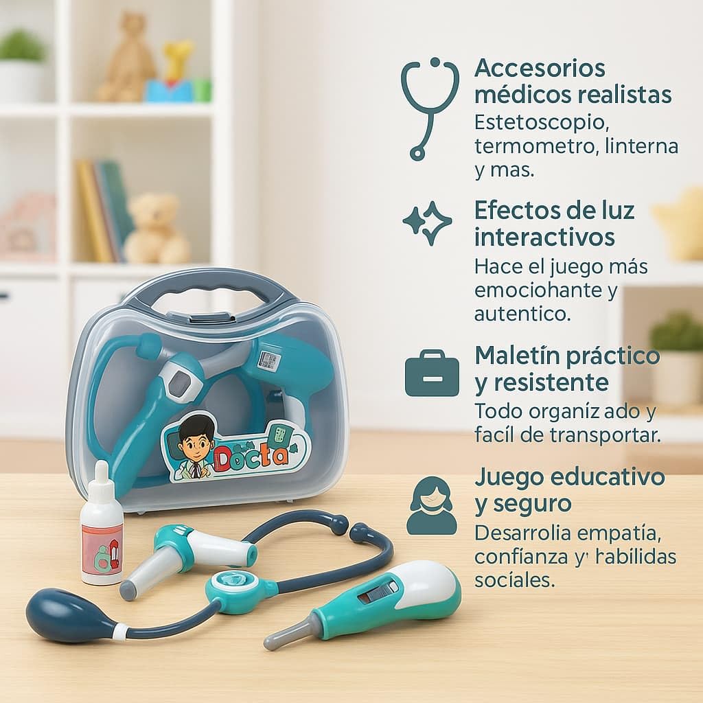 Toy Medical Case with Accessories 29 x 27 x 7.5 cm Lights