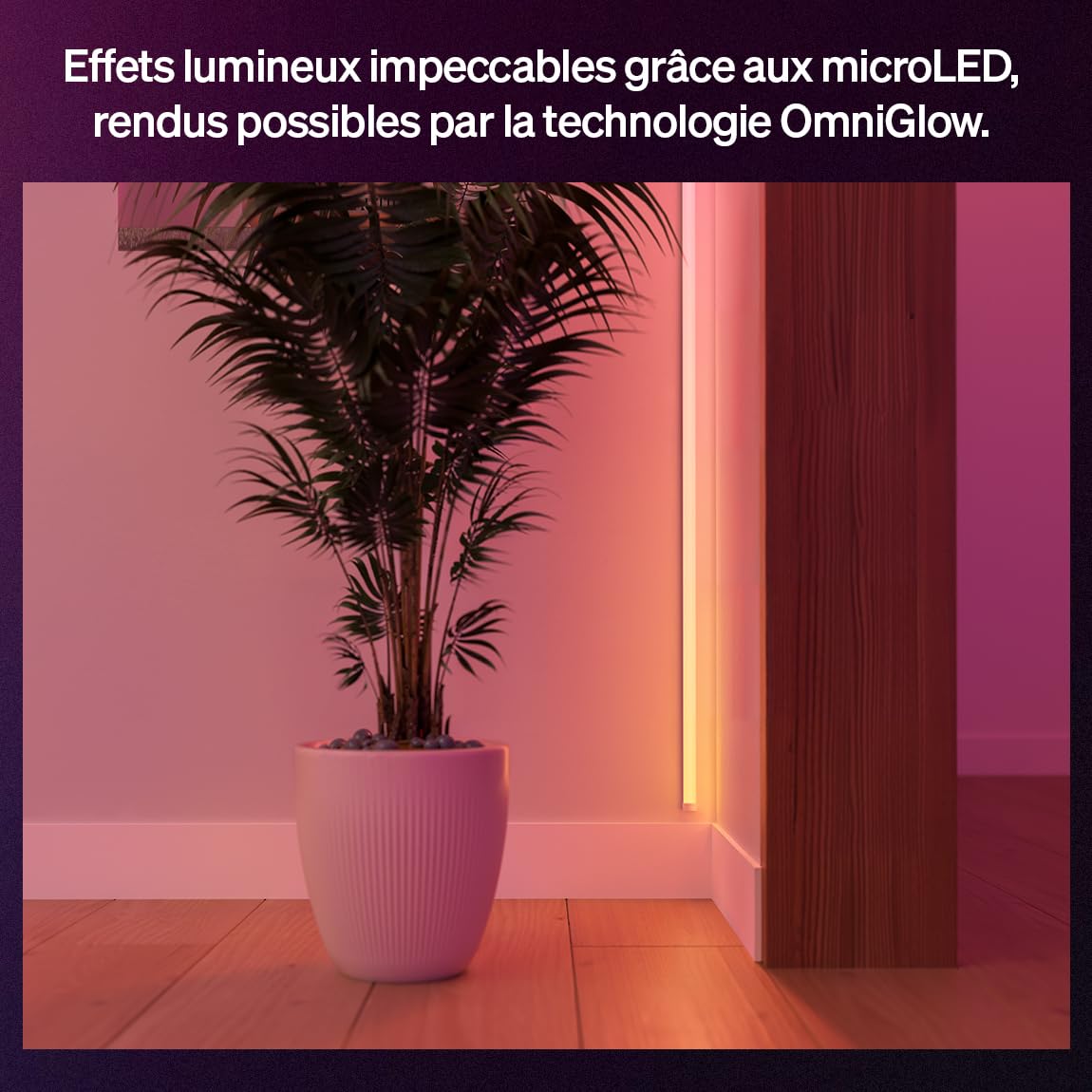 Philips Hue Bande LED OmniGlow Micro 3 mètres , 2700 lm, Ambiance et couleur vive, Ruban LED lumineux flexible et découpable pour intérieur, Contrôle via l'application et par commande vocale