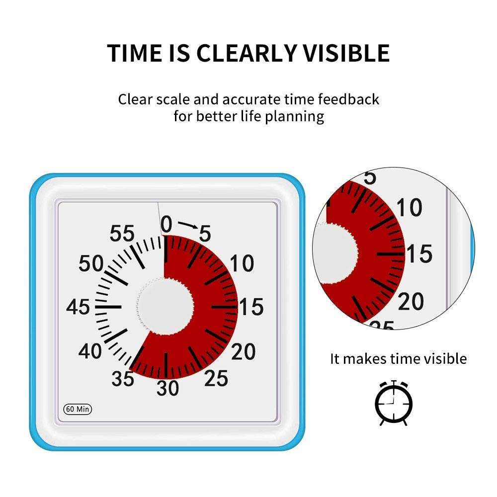 Eieruhren 1Pcs Timer 60 Minuten von Visual Analog Timer Stumm Countdown-Uhr-Zeit-Timer-Tool for Kindererwachsene Sicher Durable Timer Eieruhren Zeitschaltuhren (Color : Blue)