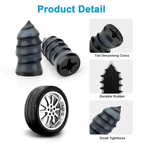 Miniatura 3 de Linkstyle Kit de reparación de tapones de tornillo de neumáticos, 2 tamaños de reparación de clavos de goma para reparación de pinchazos de