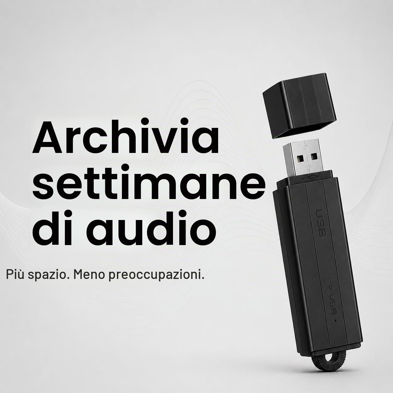 Registratore audio compatto con attivazione vocale – 288 ore di memoria, 24 ore di registrazione continua e 25 giorni in standby | Data e ora automatiche | Uso semplice