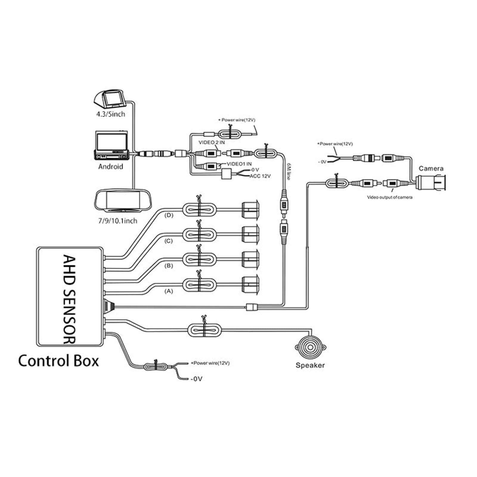 Ayuda de Ondas sonoras CVBS AHD Video Parking 4 sensores Coche Respaldo inverso zumbador Trasero Monitor de Radar Soporte Sistema prevención colisiones en(KZ-033-PEARL White)