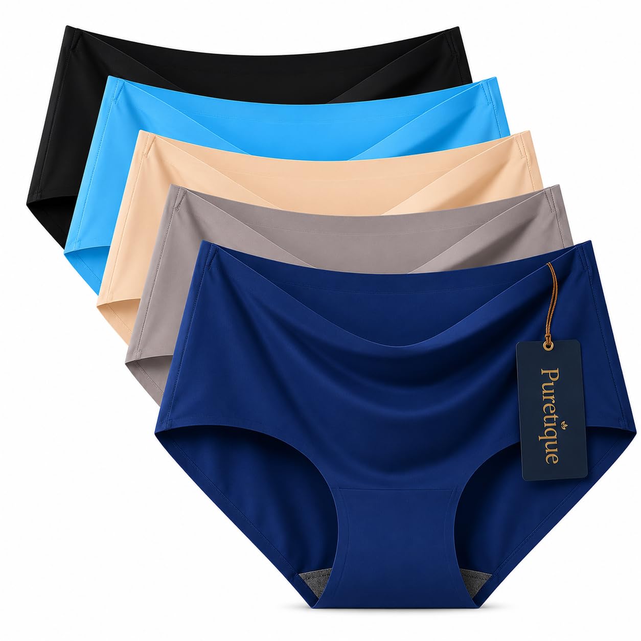 puretique Seamless Panties for Women | No Show Underwear | High Waist Briefs | Soft Stretch Fabric | Cotton Gusset | Invisible Panty Line Comfort-picture-17