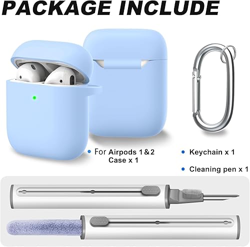Miniatura 2 de Woyinger Funda Protectora para AirPods 12, viene con kit de limpieza, funda protectora de silicona suave con hebilla, compatible con estuche de