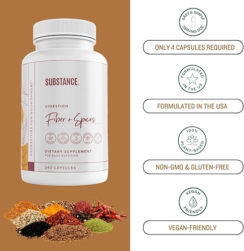 Miniatura 5 de SUBSTANCE. - Fibra y especias de la naturaleza para el bienestar digestivo - Apoya la limpieza de colon - Formulado con cáscara de psyllium,