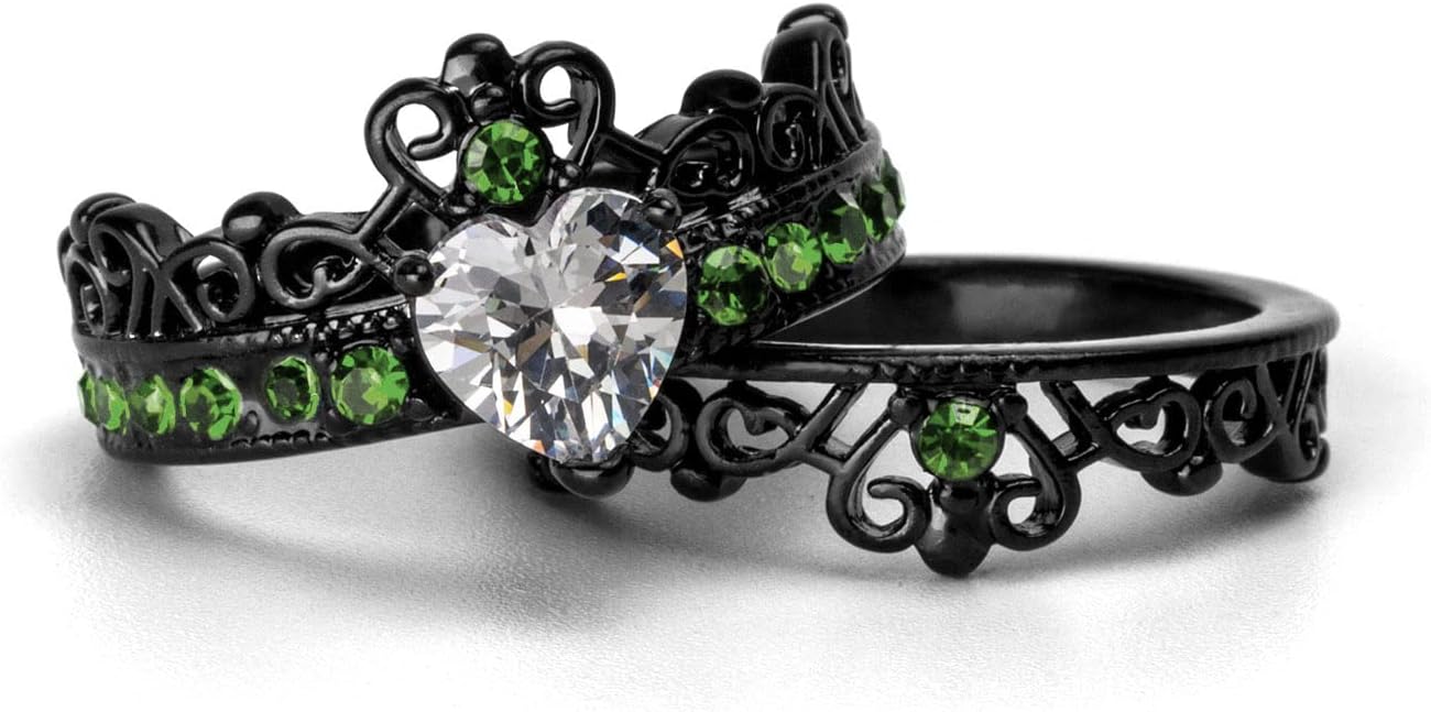 Crown Rings His and Her Ring Couple Rings Matching Ring 1ct CZ Womens Wedding Ring Sets Titanium steel Mens Wedding Bands