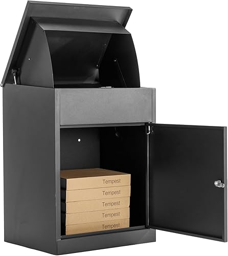 Caja de entrega de paquetes para exterior, 17.3 pulgadas de largo x 13.8 pulgadas de ancho x 22.1 pulgadas de alto, caja de entrega de acero