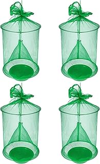 4 Pack Ranch Fly Trap with Bait, Reusable Stable Horse Fly Trap,Farm Fly Trap, Pest Control, Fly Traps Outdoor, Hanging Fly Cages, Fly Catcher Killer for Farm/Orchard