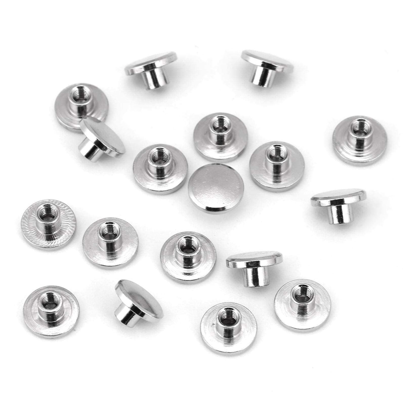 Pssopp 20Pcs Repair Screw Post Fastener Round Flat Head Chicago Screws Buttons Metal Nail Rivet Studs With Slotted Screws For Binding Diy Leather Craft(6.5Mm)