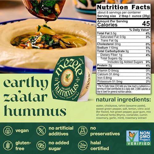 image for Mezete Zesty Za'atar Hummus Dip | Authentic Middle Eastern | 100% All 