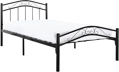Modway Townhouse - Cama moderna con plataforma de metal, tamaño individual, color negro