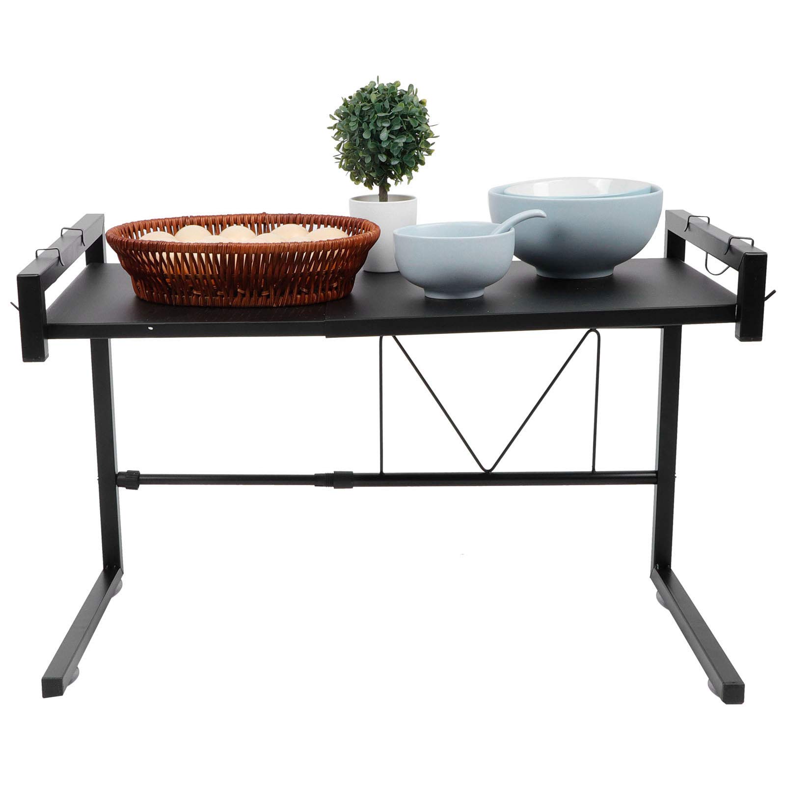 Dioche Metallo Forno a Microonde Rack Tostapane Scaffale, Mensola Microonde Allungabile Forno a Microonde Risparmio di Spazio Armadietto Organizzatore Supporto per Spezie, Nero