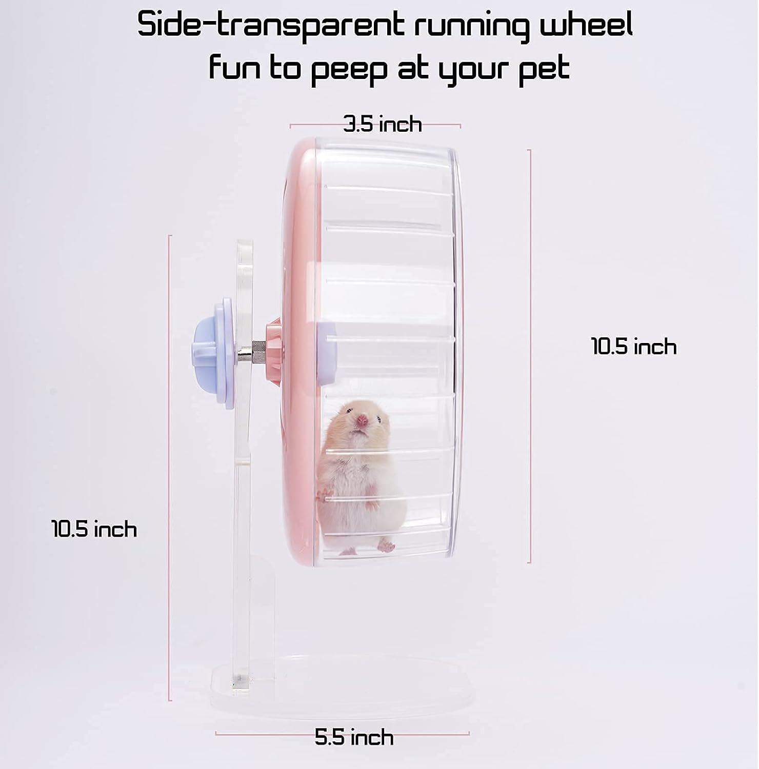 MouseBro Windmill Silent Candy-Color Hamster Wheel with Height-Adjustable Base and Cage Attachment for Hamsters, Gerbils,Dwarf Hamsters,Mice,Rat,and Other Small Animals